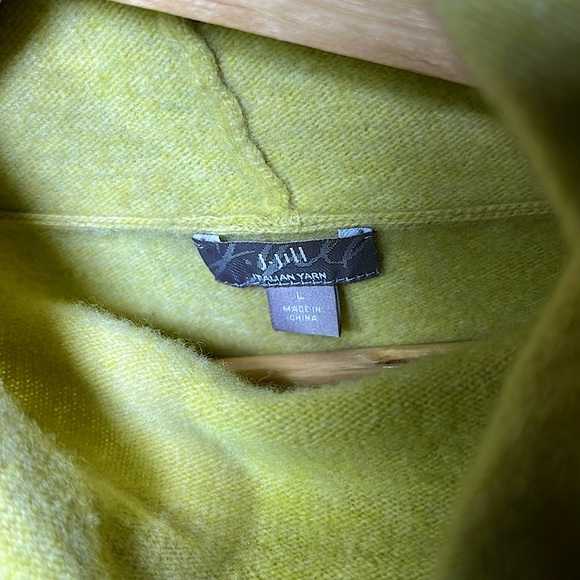 J. Jill Women’s Sweater Cashmere Wool Blend Lime Green Size L Italian Yarn READ - Picture 3 of 7